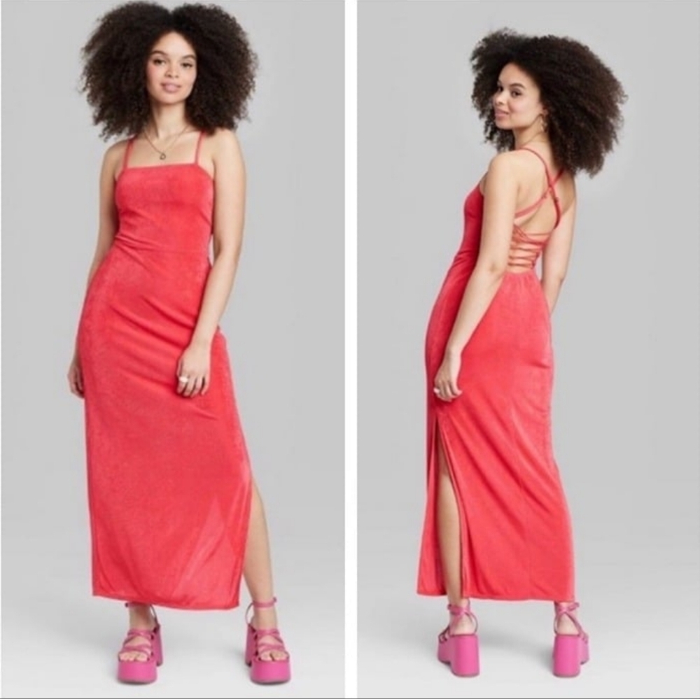 Lace-Up Back Maxi Bodycon Dress XL